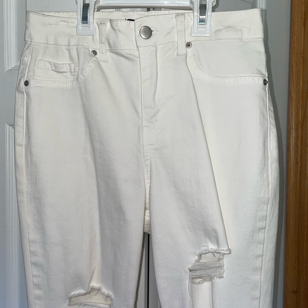 Fashion Nova White High Rise Jeans Distressed